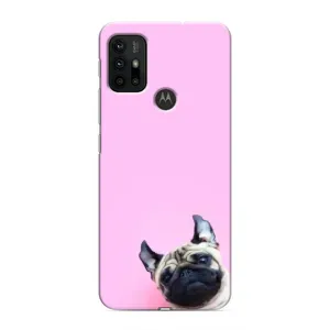 Бампер для Motorola MOTO G30 с картинкой "Песики" (Собака на розовом)
