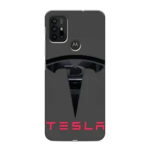 Силиконовый бампер с картинкой машины на Motorola MOTO G30 (Logo TESLA)
