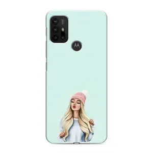 Силиконовый Чехол на Motorola MOTO G30 с картинкой Стильных Девушек (В шапке)