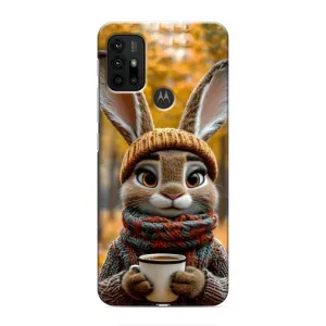 Печатный чехол «Зверята с кофе» для Motorola MOTO G30 (Зайчик с кофе)