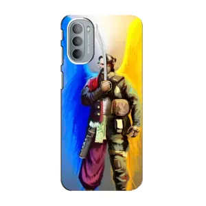 Чехол с картинкой (Патриотический КОЗАК) на Motorola MOTO G31 (Козак с крыльями)