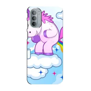 Чехол Unicorn на Motorola MOTO G31 (Радуга единорожка)