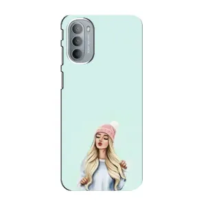 Силиконовый Чехол на Motorola MOTO G31 с картинкой Стильных Девушек (В шапке)