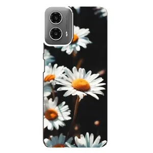 Чехол с ромашками на Motorola MOTO G34 (Белые ромашки)