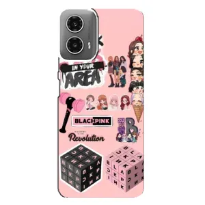 Чехлы с картинкой для Motorola MOTO G34 (BLACK PINK коллаж)