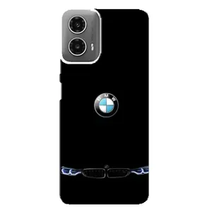 Силиконовый бампер с картинкой машины на Motorola MOTO G34 (Черный BMW)