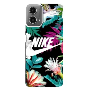 Силиконовый Чехол на Motorola MOTO G34 с картинкой Nike (Цветочный Nike)