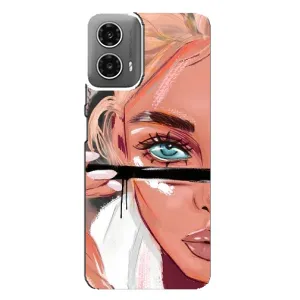 Силиконовый Чехол на Motorola MOTO G34 с картинкой Стильных Девушек (Девушка и ресницы)