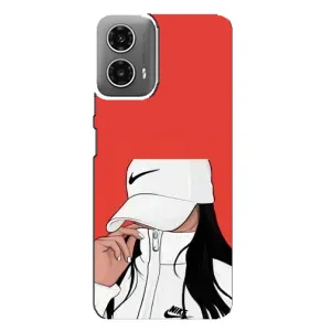 Силиконовый Чехол на Motorola MOTO G34 с картинкой Стильных Девушек (Девушка Nike)