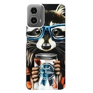 Силиконовый Чехол с Енотами на Motorola MOTO G34 (Енот в очках)