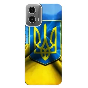 Чехол с картинкой (Патриотический ГЕРБ) на Motorola MOTO G34 (Герб и Флаг Украины)