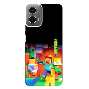 Чехлы для Motorola MOTO G34 (Персонажи Майн Крафт) (Герой Майнкрафт)
