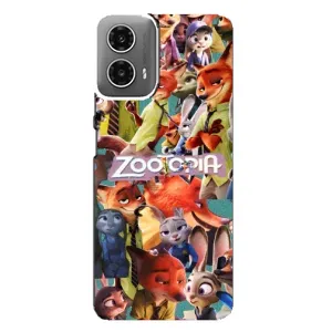 Силиконовый чехол с принтом Зоотрополіс для Motorola MOTO G34 (Коллаж героев)