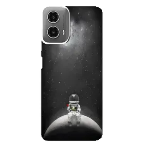 Силиконовый Чехол с принтом "Космонавты" на Motorola MOTO G34 (Космонавт романтик)
