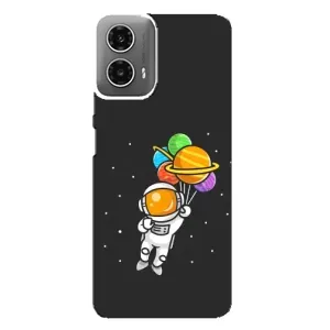 Силиконовый Чехол с принтом "Космонавты" на Motorola MOTO G34 (Космонавт с шариками)