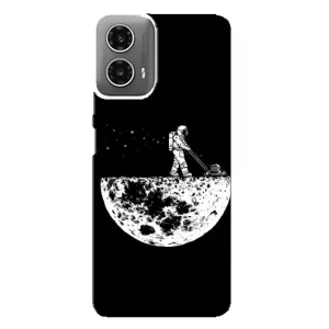Силиконовый Чехол с принтом "Космонавты" на Motorola MOTO G34 (Космонавт)