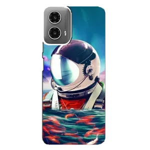 Силиконовый Чехол с принтом "Космонавты" на Motorola MOTO G34 (Космонавт в воде)