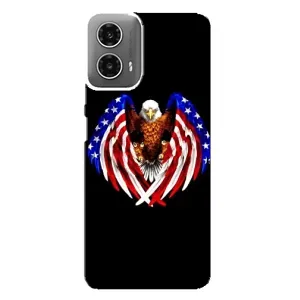Чехол Флаг USA для Motorola MOTO G34 (Крылья США)