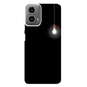 Чехол с картинками на черном фоне для Motorola MOTO G34 (Лампочка)