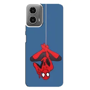 Чехол Супергерой Человека Паука на Motorola MOTO G34 (На паутине)
