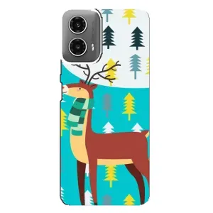 Силиконовый бампер с картинкой животных для Motorola MOTO G34 (Олень с шарфом)