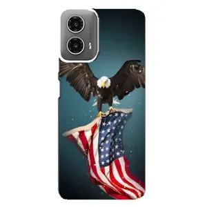 Чехол Флаг USA для Motorola MOTO G34 (Орел и флаг)