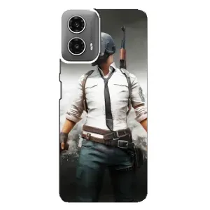 Силиконовый чехол с картинкой "Герой Pubg" на Motorola MOTO G34 (Пабг)
