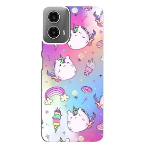 Чехол Unicorn на Motorola MOTO G34 (Радуга и Единорог)