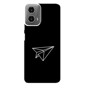 Чехол с картинками на черном фоне для Motorola MOTO G34 (Самолетик)