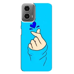 Чехлы (Знак сердечка) на Motorola MOTO G34 (Сердце на синем)