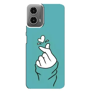 Чехлы (Знак сердечка) на Motorola MOTO G34 (Сердечко на бирюзовом)
