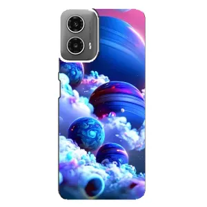 Чехлы КОСМОС для Motorola MOTO G34 (Синие планеты)