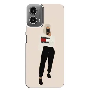 Силиконовый Чехол на Motorola MOTO G34 с картинкой Стильных Девушек (Стильная)