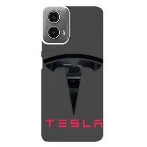 Силиконовый бампер с картинкой машины на Motorola MOTO G34 (Logo TESLA)