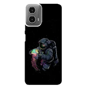 Силиконовый Чехол с принтом "Космонавты" на Motorola MOTO G34 (В руках земля)