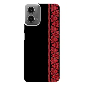 Силиконовый Чехол на Motorola MOTO G34 с картинкой Вышиванки (Вышиванка на черном)