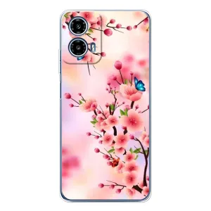 Чехол с принтом САКУРЫ на Motorola Moto G35 (Бабочки на сакуре)