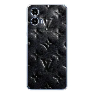 Текстурный Чехол Louis Vuitton для Моторола Мото G35 (Черный ЛВ)
