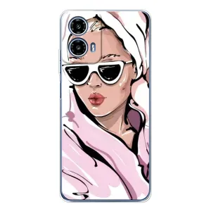 Чехол с картинкой Модные Девчонки Motorola Moto G35 (Девушка в халате)
