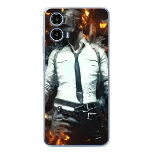 Силиконовый чехол с картинкой "Герой Pubg" на Motorola Moto G35 (Man Пубг)