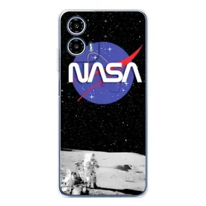 Силиконовый бампер с принтом "Наса" на Motorola Moto G35 (Nasa на луне)