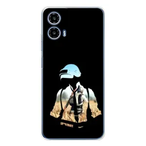 Силиконовый чехол с картинкой "Герой Pubg" на Motorola Moto G35 (Пубг мен)