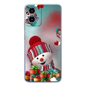 Чехлы на Новый Год Motorola Moto G35 (Снеговик в шапке)