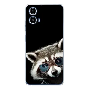 Силиконовый Чехол с Енотами на Motorola Moto G35 (Стильный Енот)