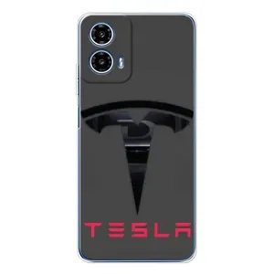 Силиконовый бампер с картинкой машины на Motorola Moto G35 (Logo TESLA)