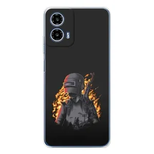 Силиконовый чехол с картинкой "Герой Pubg" на Motorola Moto G35 (В огне)