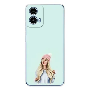 Силиконовый Чехол на Motorola Moto G35 с картинкой Стильных Девушек (В шапке)