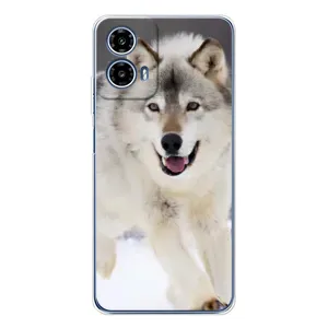 Чехол с Волком на Motorola Moto G35 (Волк на снегу)
