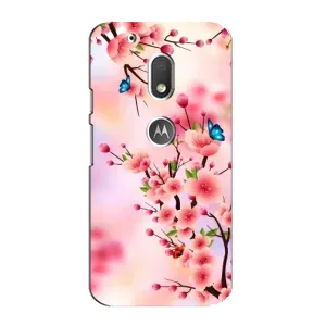 Чехол с принтом САКУРЫ на Motorola MOTO G4 Play (Бабочки на сакуре)