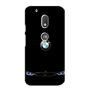 Силиконовый бампер с картинкой машины на Motorola MOTO G4 Play (Черный BMW)